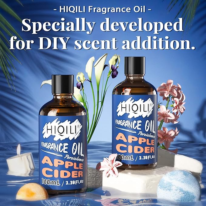 HIQILI Apple Cider Essential Oil 100ml - Pure Fragrance Oil for DIY Candle, Soap, Shampoo Making, Perfect for Aromatherapy, Home Diffuser, Laundry Freshener 3.38 Fl Oz HIQILI
