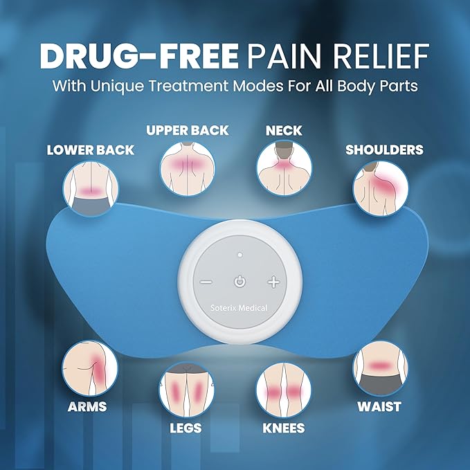 Soterix Medical PainX TENS Wireless Tens Unit Muscle Stimulator - FSA Tens Unit for Back Pain, Knee, and Neck, USB Rechargeable, 4 Electrode Pads, Designed in USA, US Customer Support SoterixMedical