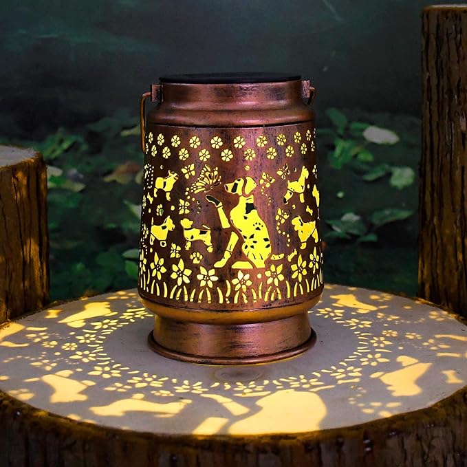 Styleonme Dog Lover Solar Light, Mother's Day Lantern Gift for Mom Grandma Women Sister, Hanging Image Dogs Lanterns, Yard Corridor Garden Decor, Thanksgiving Day, Birthday Gifts - Bloomnest