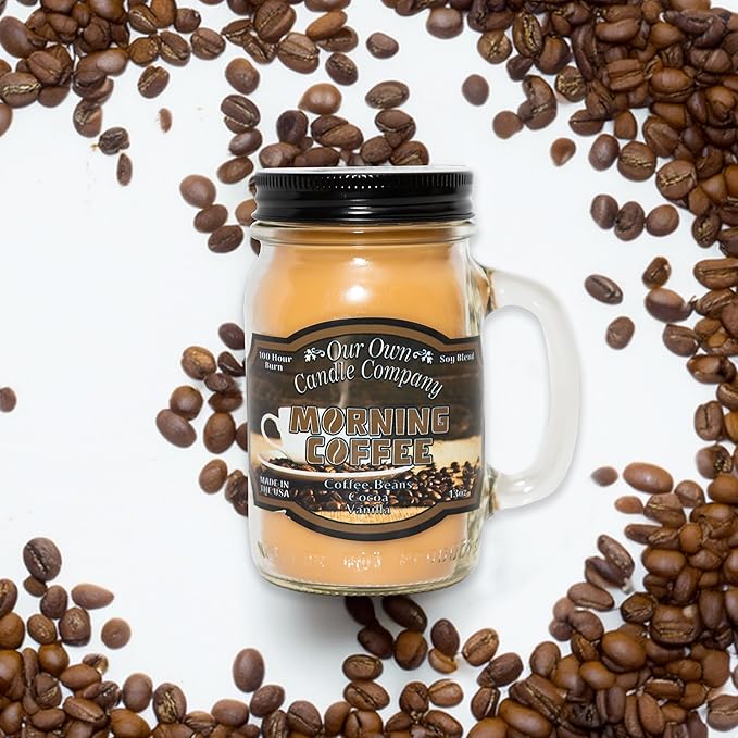 Our Own Candle Company, Morning Coffee Scented Mason Jar Candle, 100 Hour Burn Time, 13 Ounces - Bloomnest