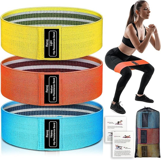 Renoj Resistance Bands, Yoga Starter Sets for Women and Men, 3 Set of Stretch Exercise Workout Bands for Booty Legs, Elastic Pilates Flexbands - Bloomnest