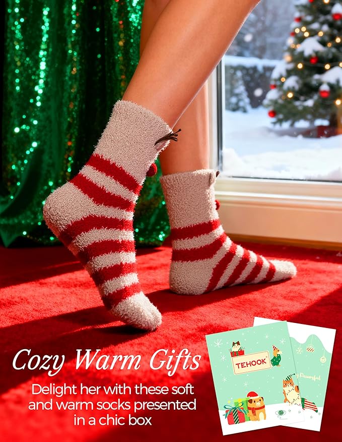 TEHOOK Warm & Cozy Valentines Gifts for Women, Fluffy Fuzzy Plush Sleeping Slipper Socks - Soft Warm Fabric - Bloomnest
