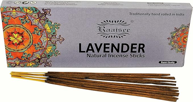 raajsee Lavender Incense Sticks 100 Gm Pack-100% Pure Organic Natural Hand Rolled Free from Chemicals-for Church,Aroma Therapy,Relaxation,Meditation,Positivity & Sensual Therapy RAAJSEE