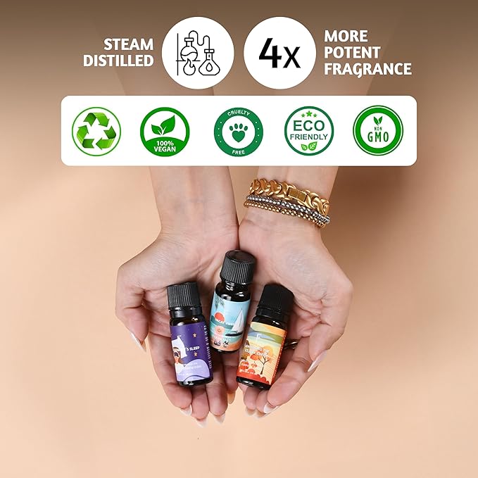 Folkulture Essential Oil for Diffuser for Home | Set of 6 Essential Oils for Candle Making | Fragrance Oils for Gifts for Her - Ocean Salt & Jasmine Oils for Relaxation and Aromatherapy - Bloomnest