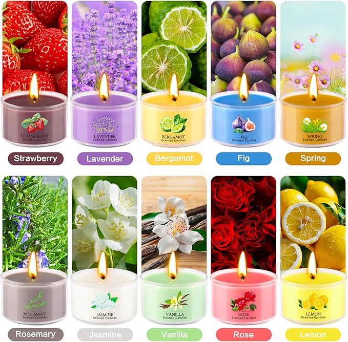 Aromatherapy Scented Candles 20 Pack - Small Candle Gift Set for Women with 10 Scents, 1.6oz Long-Lasting Soy Wax Candles for Relaxation, Yoga, Bath, Christmas Birthday Gifts, Home Decor - Bloomnest
