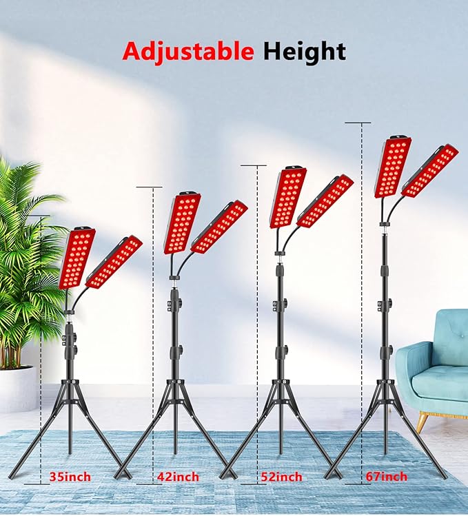 Red Light Therapy for Face Body, Astarexin Dual-Headed Infrared Light Therapy Lamp with Stand - 660nm Redlight and 850nm Near Infrared Light Therapy Device for Fully Body Pain Relief Astarexin
