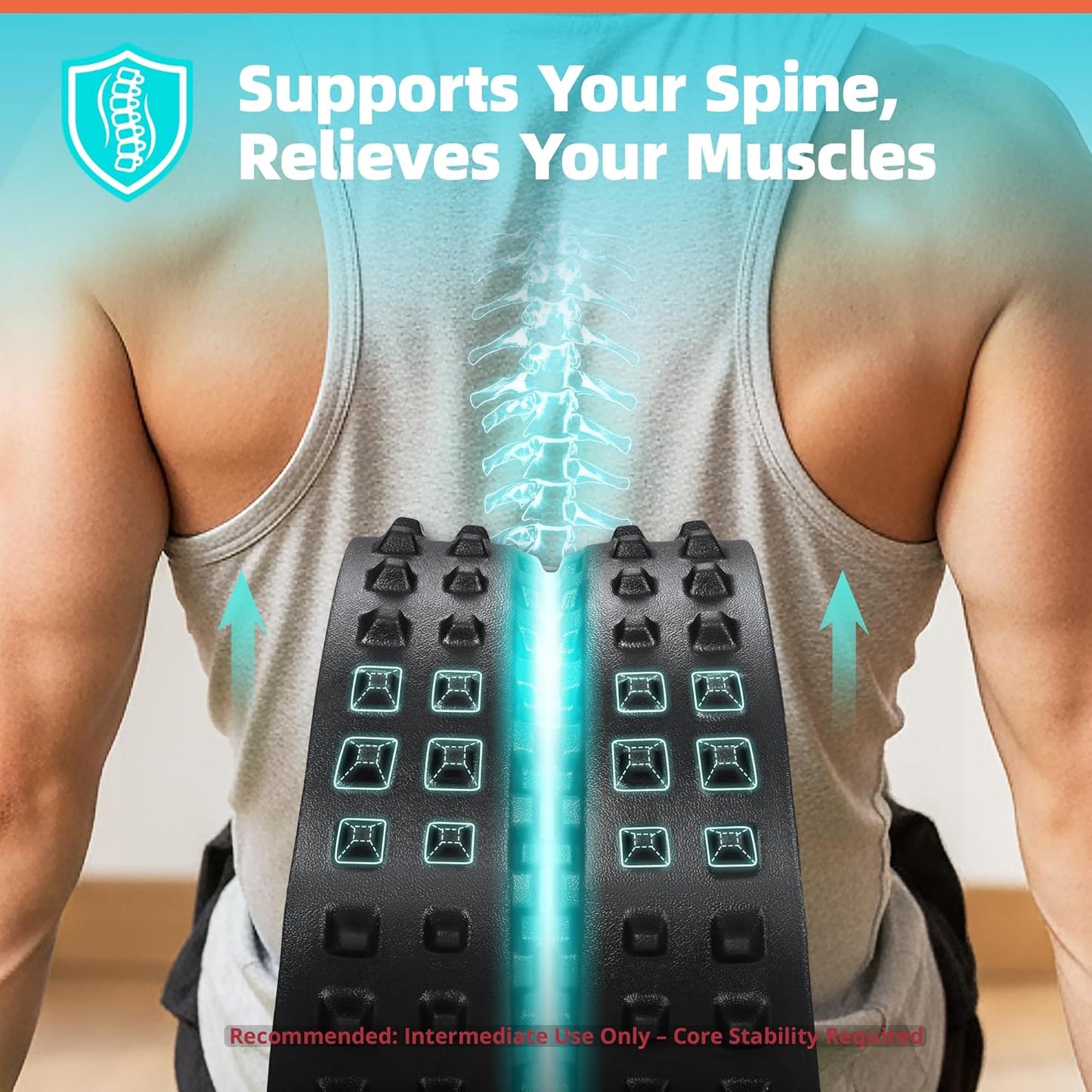 Back Roller for Back Pain Reliefn & Stretching, Deep Tissue Massage Roller Supports Up to 530 lbs / 240 kg, 5.5''-7.5'' Curved Foam Roller for Home Stretching & Physical Therapy