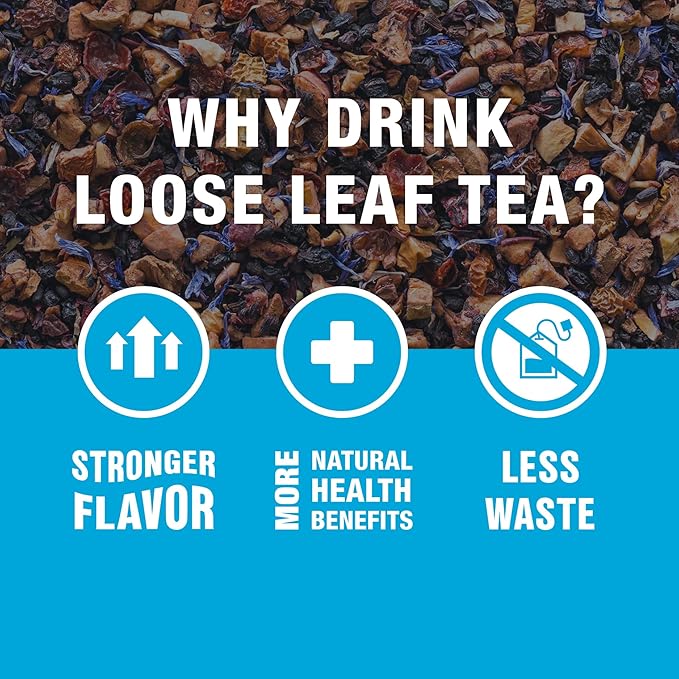 Tiesta Tea Blueberry Wild Child, Loose Leaf, Blueberry Hibiscus Herbal Tea, Premium Non-Caffeinated Blend, Make Hot or Iced, Brews Up to 200 Cups, 16 Ounce Resealable Bulk Pouch - Bloomnest