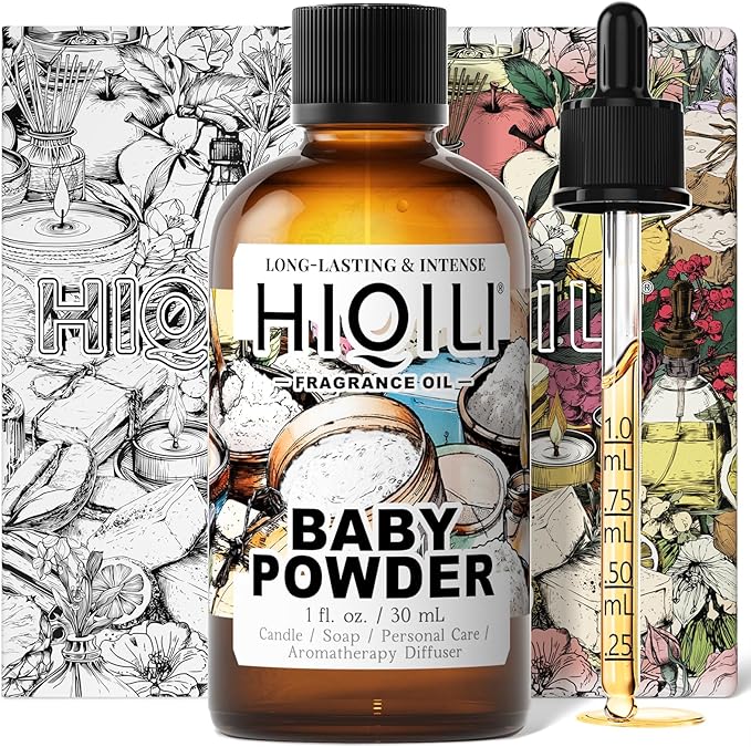 HIQILI Baby Powder Fragrance Oil - for Body Oils, Laundry Detergent, Candle, Perfumes & Soap Making, and Home Diffusers Use - 1 Fl Oz HIQILI