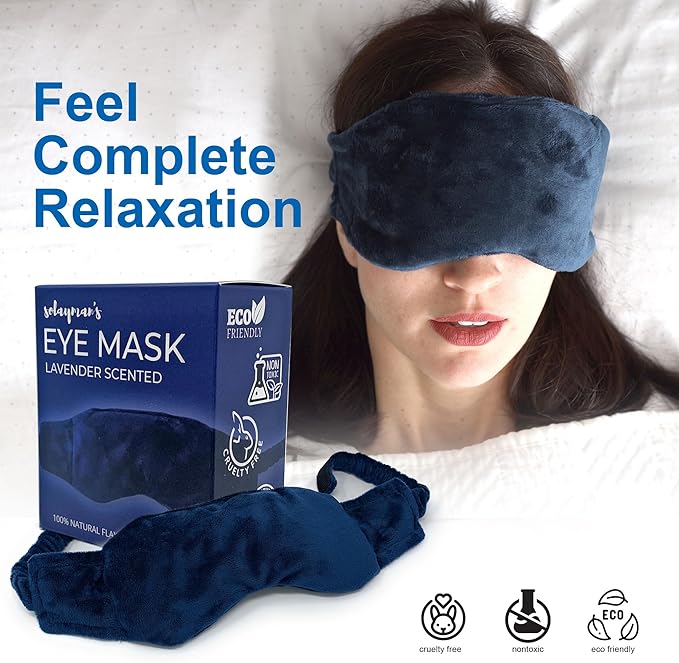 Weighted Lavender Eye Mask for Sleeping, Yoga, Dry Eyes - Great Relaxation Gifts for Mom, Dad, Women, Men - Aromatherapy Lavender Eye Pillow Gift (Navy Blue) - Bloomnest