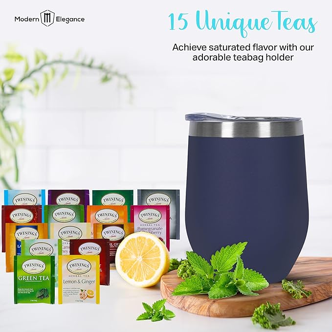 Tea Gift Set for Women & Men – Includes Assorted Teas, Elegant Mug & Honey (Blue) - Bloomnest
