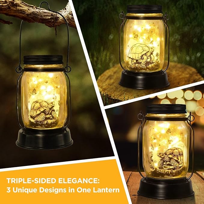 Tortoise Gifts for Women/Men Turtle Lovers Solar Lantern Mom Birthday, Mothers Day, Christmas Gifts, Turtle Solar Garden Decoration Outside for Yard, Patio,Backyard,Porch, Torches - Bloomnest