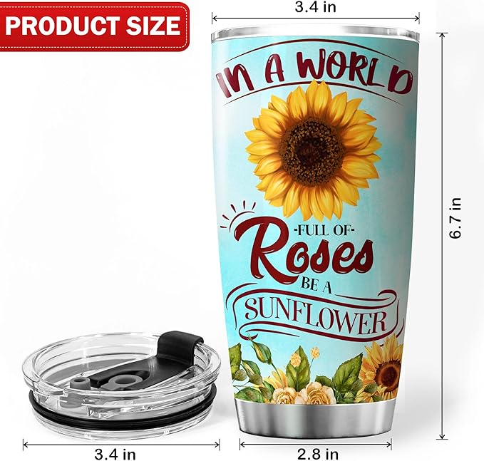 Penguin Stainless Steel Tumbler 20 Oz In A World Full Of Roses Be A Sunflower Insulated Coffee Cup With Lid Cute Animal Mug Sunflowers Penguins Gifts Idea For Christmas Xmas - Bloomnest