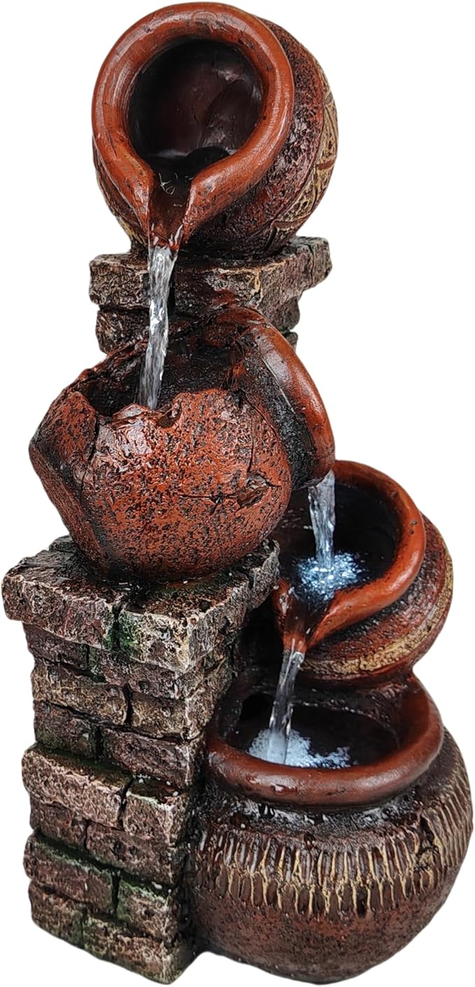 Indoor Desktop Fountain with Led Light - Layered Rock Waterfall Fountain, 13.77 x 5.9 x 5.9 inches, Silent Tabletop Water Feature Decor for Relaxation - Bloomnest