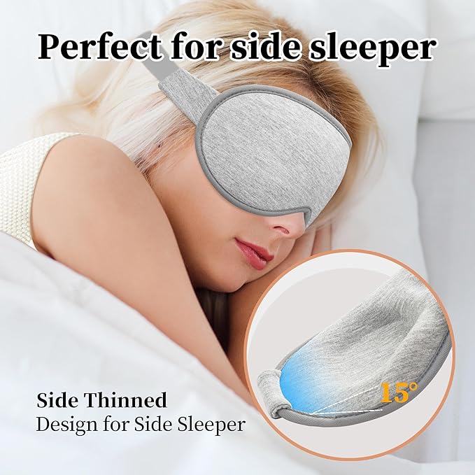 3D Sleep Mask for Men&Women, 2 Pack Contour Eye Masks for Sleep, Side Sleeping Mask for Men&Women, Blackout Eye Mask for Sleeping Eye Mask, Airplane Travel Essentials for Men, Meditation Black & Gray - Bloomnest