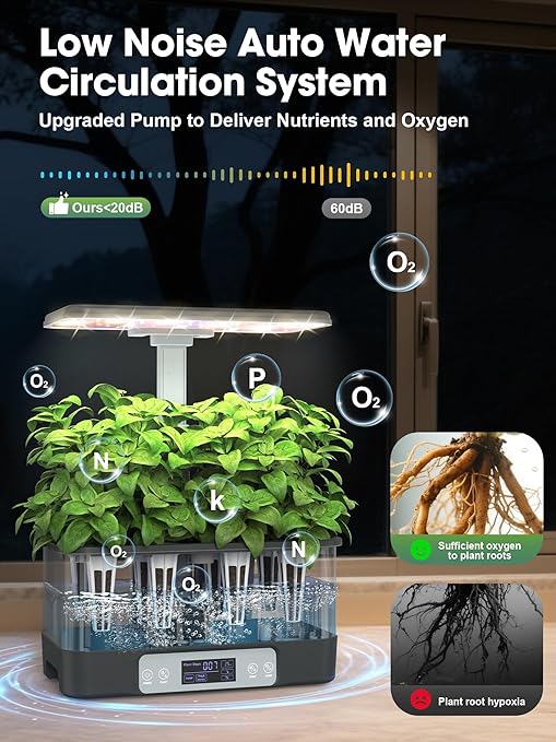 Hydroponics Growing System Kit, 8 Pods Smart Indoor Herb Garden with WiFi App Control, Seeds Pod Kit,LED Grow Light,Stainless Steel Herbs Planter for Lettuce,Basil,Gardening Gifts - Bloomnest