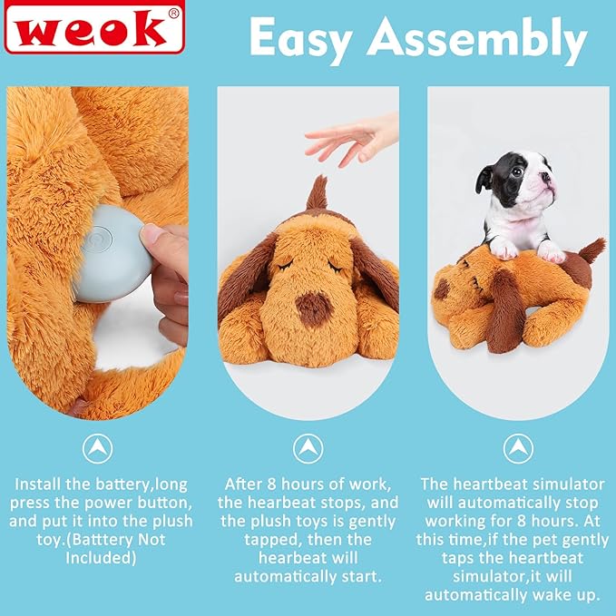 Heartbeat Puppy Toy, Comfort Cuddler Pillow, Dog Anxiety Relief Calming Aid,Heartbeat Stuffed Toy for Dogs,Puppy Heartbeat Toy Sleep Aid,Dog Heartbeat Toy for Pet - Bloomnest
