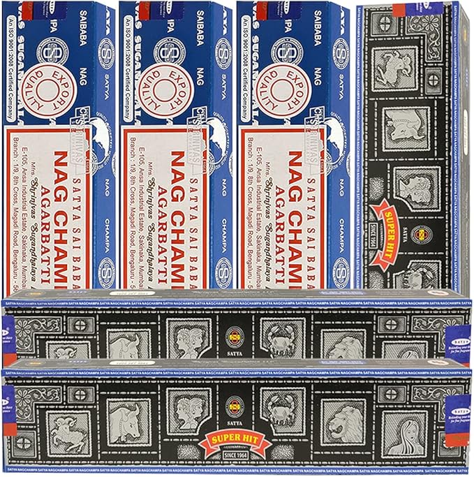 Nag Champa Super Hit Incense Sticks & Holder Bundle Variety Pack from House of Satya Incense Sticks and Trumiri TRUMIRI