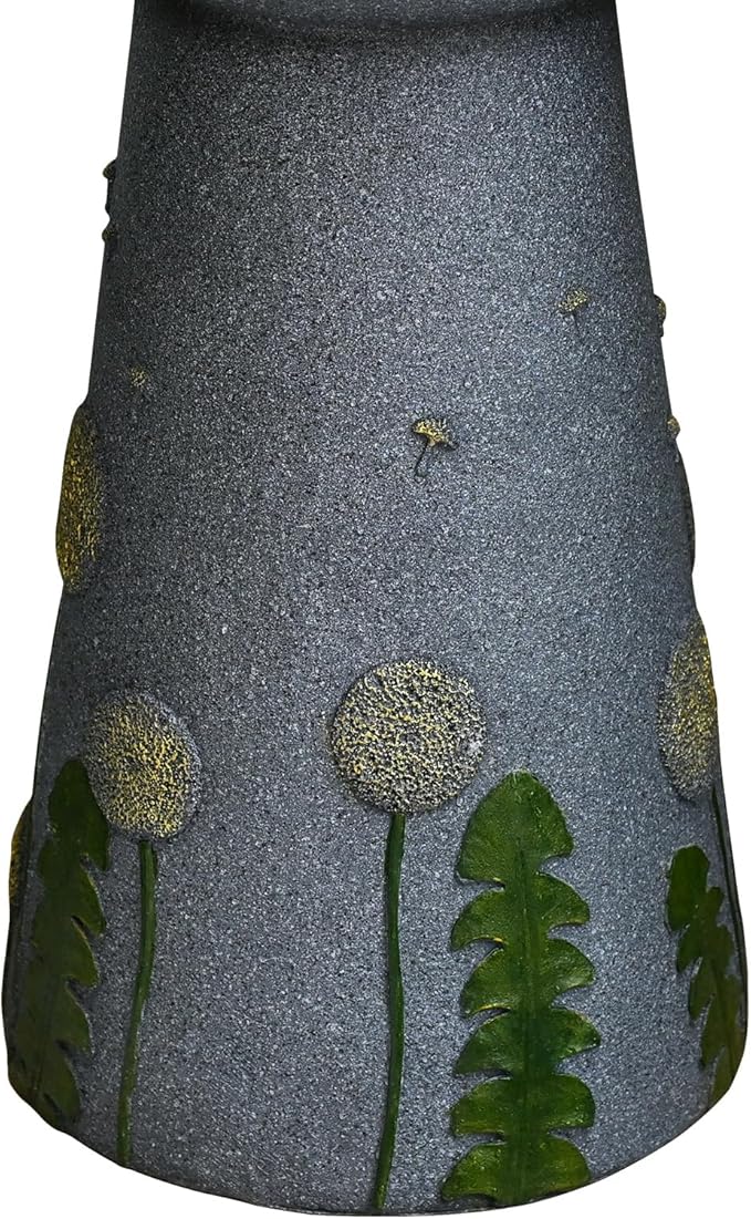 30.7" Outdoor Garden Floor-Standing Water Fountain with LED Light and Pump, Two Birds Embossed Pattern Pedestal Ceramic Watefall for Patio, Backyard, Deck, Porch and Home Art Decor (30.7" Two Birds)