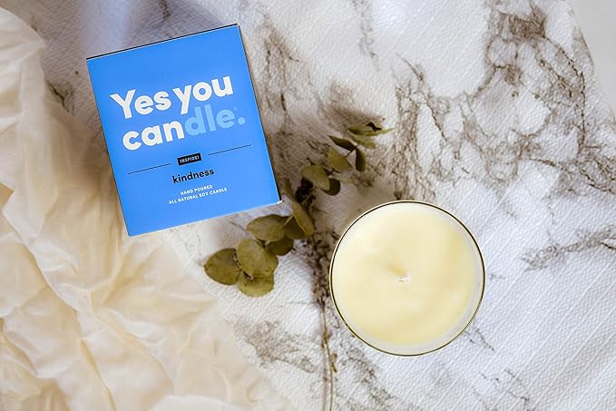 Kindness, Inspirational 8oz Highly-Scented Soy Candle, Made in USA, Great Message, Pure Essential Oils, Aromatherapy, 100% Pure, Bergamot & Eucalyptus - Bloomnest