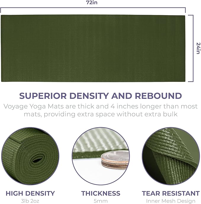 Sunshine Yoga Voyage Yoga Mat, 10 Pack, 72" x 24" Professional Studio and Gym Bulk Yoga Mats, 5mm Thick, Durable, Anti-Tear, Non Slip Fitness and Exercise Mats