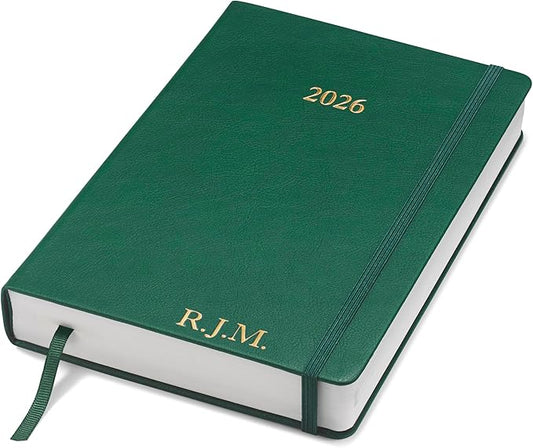 Wykeham's Executive 2026 Daily Journal Planner – US Public Holidays & Format – Customization Available (Personalized Racing Green, 8.5"×5.5") - Bloomnest