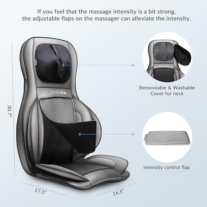 COMFIER Shiatsu Neck Back Massager with Heat and Compression,Adjustable Neck Rollers,App Control 2D or 3D Deep Tissue Kneading Massage Chair Pad, Chair Massager,Ideal Gifts for Dad, Mom - Bloomnest