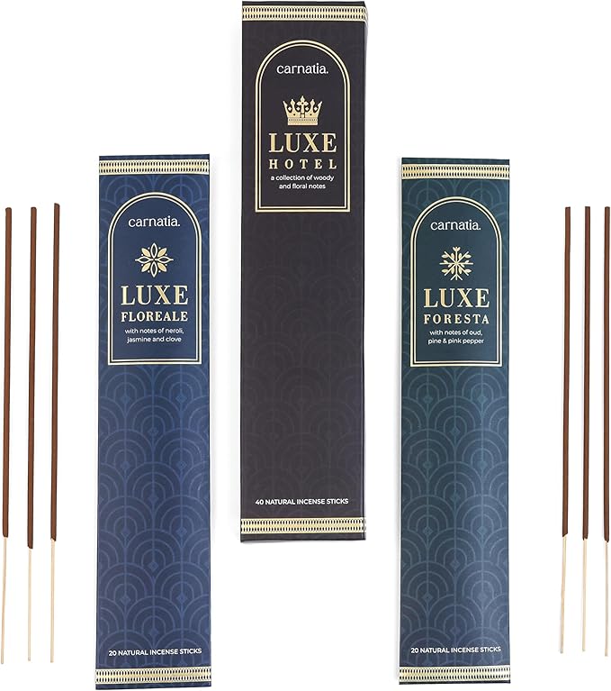 Carnatia Luxe Hotel Collection Incense Sticks – Set of 2 Premium Scents Inspired by Serene Stays & Boutique Retreats | Slow-Burning, Long-Lasting Incense for a Relaxed & Refined Home Ambiance!