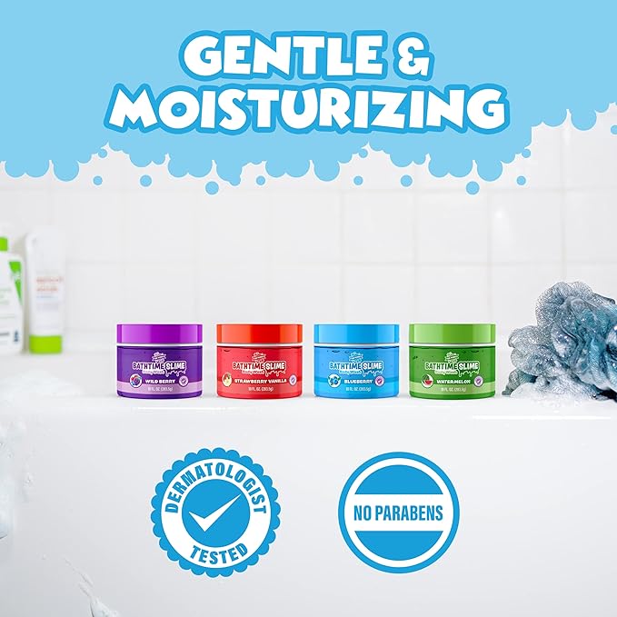Tub Works® Bath Slime Kids Body Wash, Variety 4 Pack | Gooey, Playful Texture with Fresh, Fruity Scents | Dermatologist Tested | Sensory Fun Bath Toys for Toddlers & Kids | Colorful Slime Kids Soap - Bloomnest