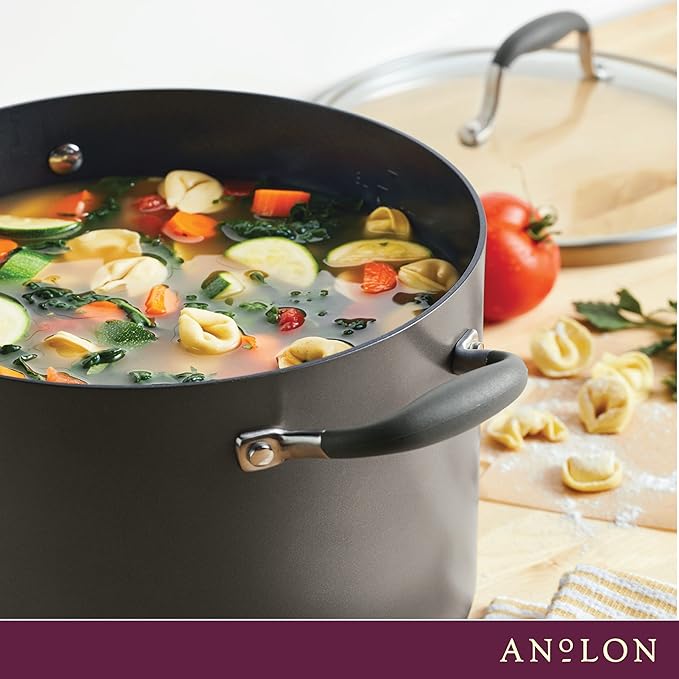 Anolon Advanced Home Hard-Anodized Nonstick Open Stock Cookware (10 Qt Stock Pot, Moonstone) - Bloomnest