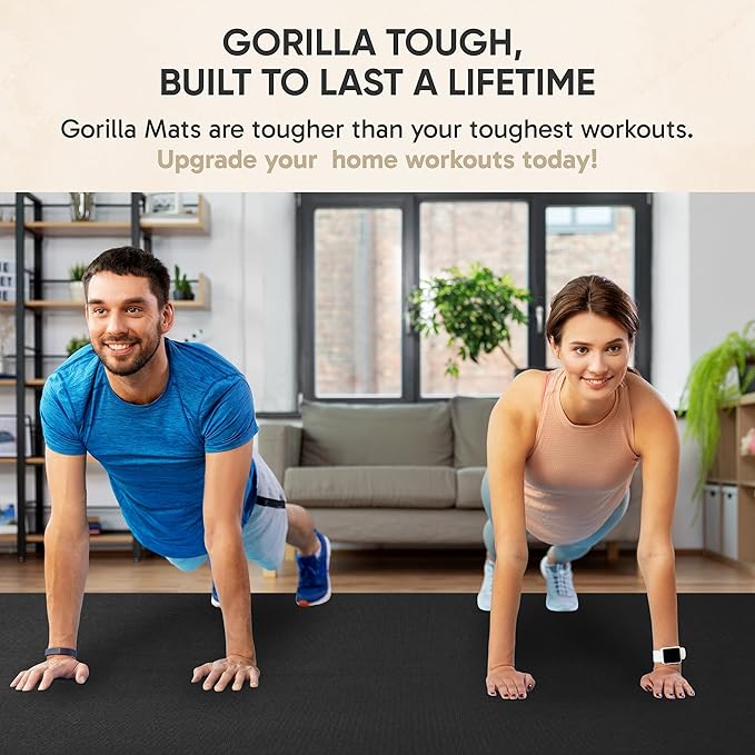 Gorilla Mats Premium Extra Large Exercise Mat – 9' x 6' x 1/4" Ultra Durable, Non-Slip, Workout Mat for Instant Home Gym Flooring – Works Great on Any Floor Type or Carpet – Use With or Without Shoes - Bloomnest