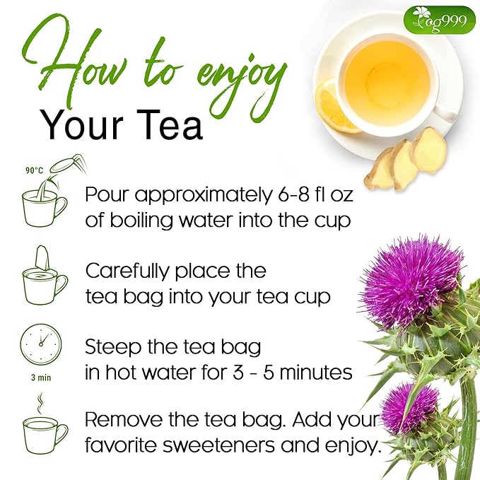 TOG999, Premium Stomach & Liver Herbal Tea – 60 Tea Bags – Milk Thistle Seed, Ginger, Fennel, Peppermint & Licorice – Caffeine-Free – Soothing & Refreshing Herbal Blend for Daily Enjoyment - Bloomnest