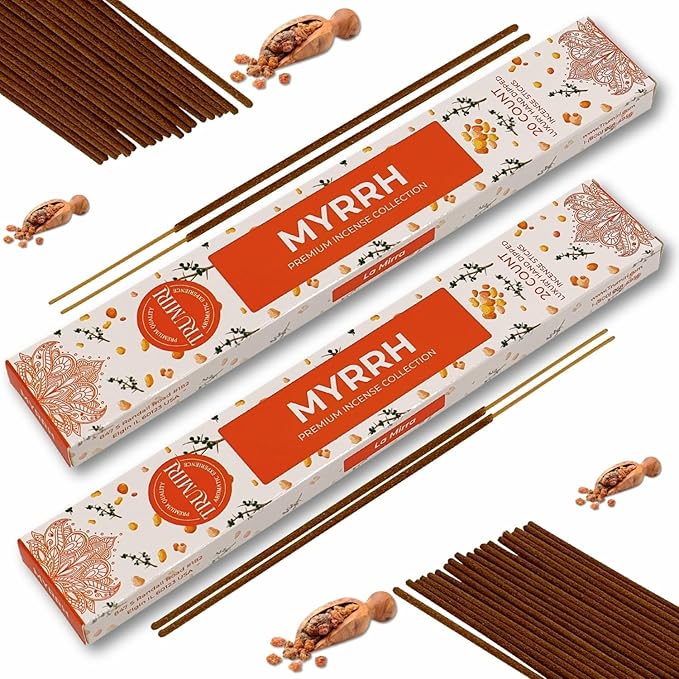 Myrrh Incense Sticks - Incienso de Mirra - Total 40 Insence-Sticks - Dual Pack of 20 Insense - Inciensos - Inscents - Natural Non Toxic Ingredients - Incents - Incence - Inscense TRUMIRI