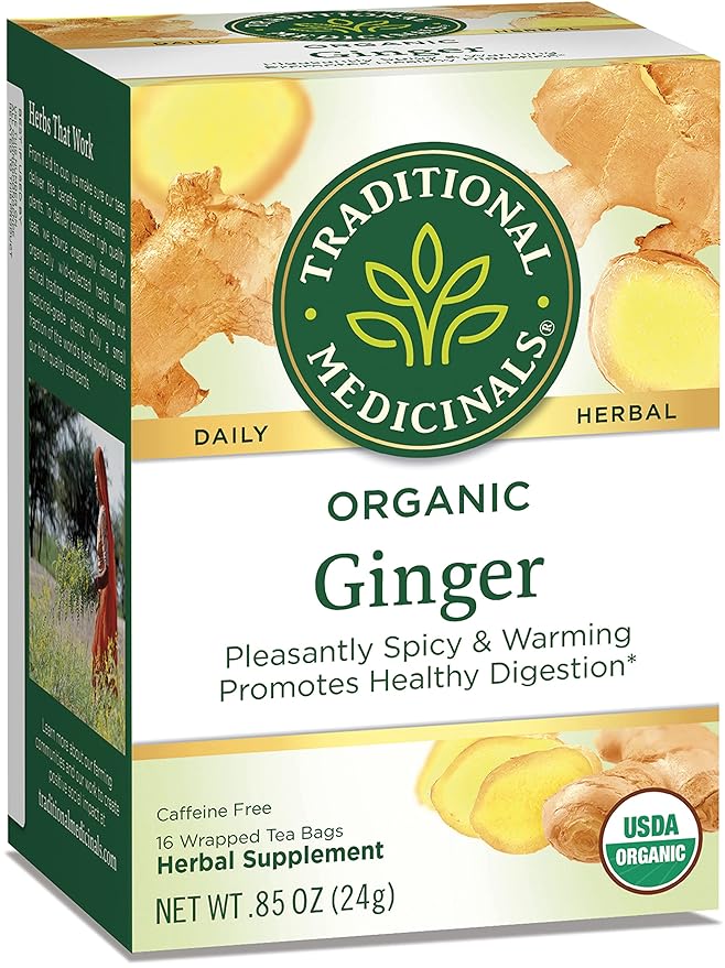 Traditional Medicinals Organic Ginger Herbal Tea, Promotes Healthy Digestion, (Pack of 2) - 16 Tea Bags - Bloomnest