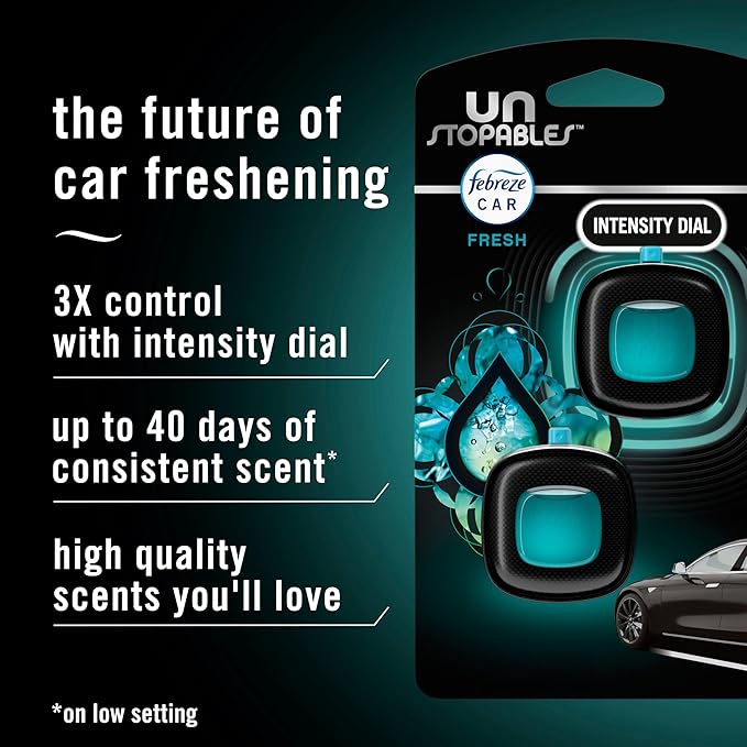 Unstopables Car Odor-Fighting Car Freshener Vent Clip Fresh Scent, .07 oz. Car Vent Clip, Pack of 4 - Bloomnest