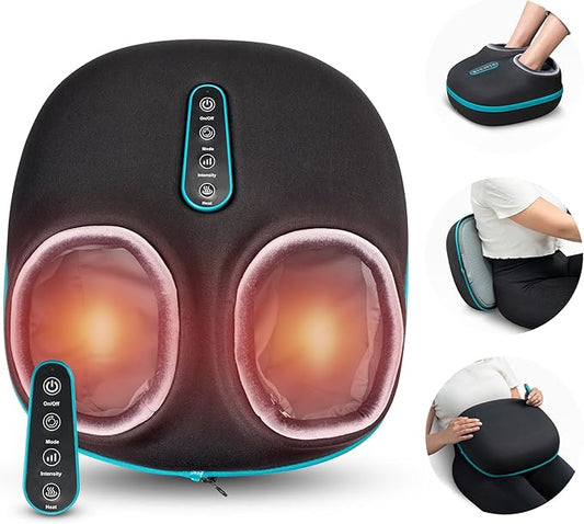 2-in-1 Shiatsu Foot and Back Massager with Heat, Foot Warmer Heating Pad for Circulation and Pain Relief, Plantar Fasciitis, Neuropathy, Adjustable Kneading Massagers, Gifts for Women,Men - Bloomnest