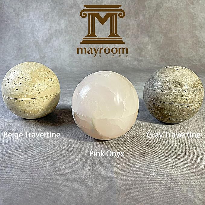 Natural Stone Sphere Incense Holder: 4" D Luxury Handmade Aromatherapy Burner for Meditation, Yoga & Home Décor, Multi-Hole Design, Pink Onyx - Bloomnest