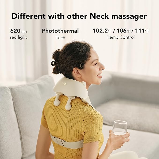 SKG Neck Massager for Pain Relief Deep Tissue Cordless Shiatsu Neck and Shoulder Massger with Heat Gifts for Men and Women Dad Mom Grandpa - Bloomnest