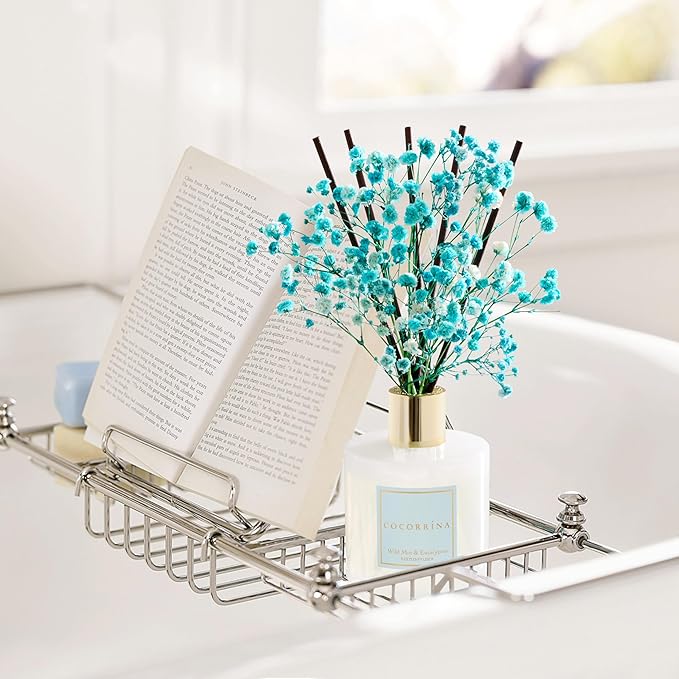 COCORRÍNA Reed Diffuser - Wild Mint & Eucalyptus 6.7 Fl.oz Reed Diffuser Set with Sticks & Preserved Baby's Breath, Reed Diffuser for Home Bathroom Shelf Decor - Bloomnest