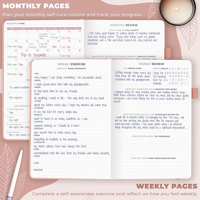 Clever Fox Self-Care Journal – Daily Reflection Notebook – Mental Health & Personal Development Planner, Meditation & Mood Log, A5 (Light Pink)