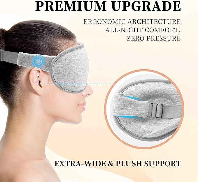 3D Sleep Mask for Men&Women, 2 Pack Contour Eye Masks for Sleep, Side Sleeping Mask for Men&Women, Blackout Eye Mask for Sleeping Eye Mask, Airplane Travel Essentials for Men, Meditation Black & Gray - Bloomnest