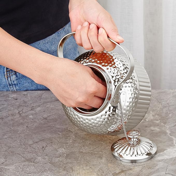 SANQIAHOME Antique 1.5L (50Oz) Stainless Steel Teapot with Infuser Silver - Bloomnest