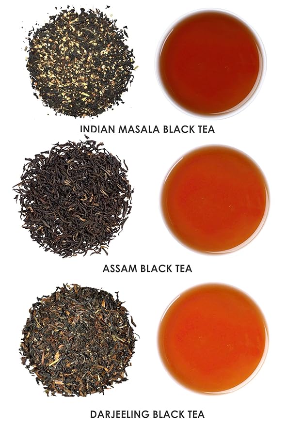 Octavius Indian Tea Collection in Handcrafted Pouches - 225 Gm | Assorted 3 Black Loose Leaf Teas | Indian Masala, Darjeeling, Assam | Premium Gift Box | 3 X 75 Each (2.64oz) - Bloomnest