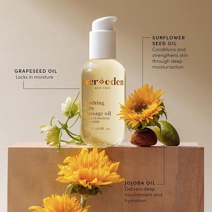 Evereden Soothing Baby Massage Oil 10.1 fl oz. | Clean Baby Care | Non-toxic and Fragrance Free | Clean Ingredients - Bloomnest