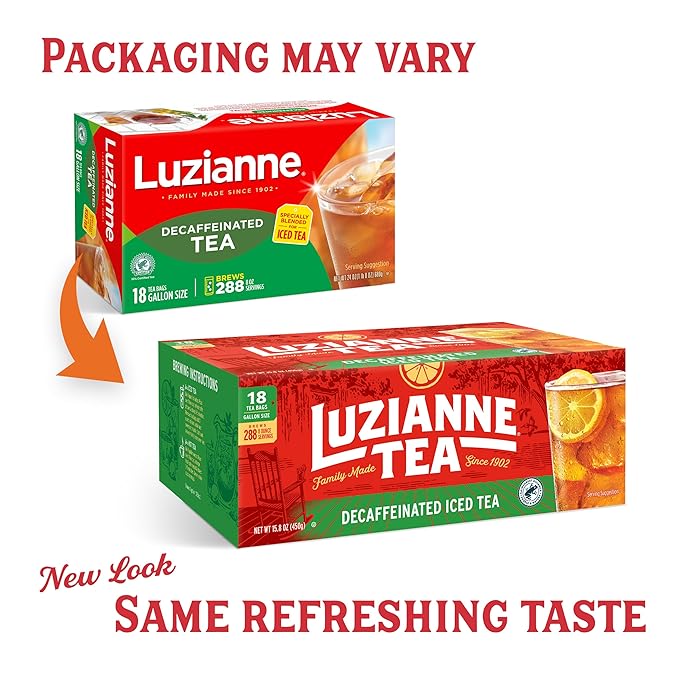 Luzianne Unsweetened Decaffeinated Iced Tea Bags, Gallon Size, 18ct Box, (Pack of 1) - Bloomnest