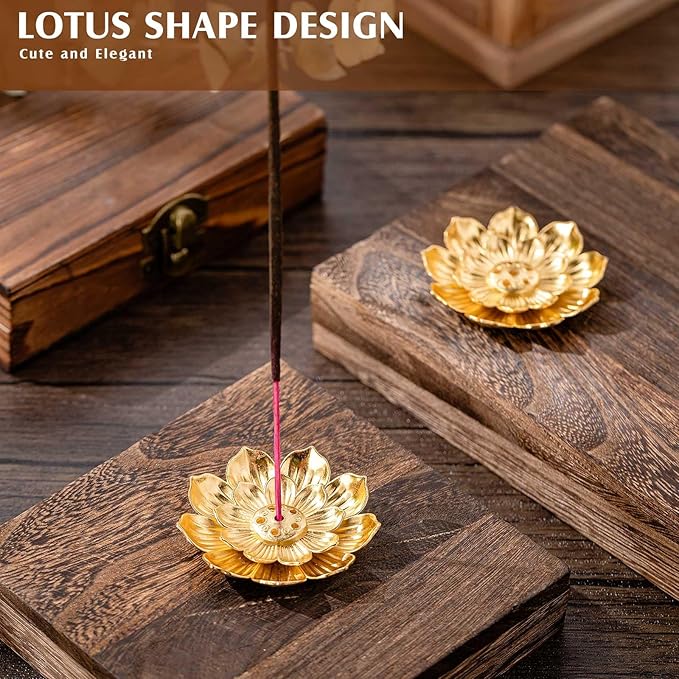 Layhit 60 Pcs Diwali Gifts Bulk Incense Holder 2.16 Inches/5.5 cm Return Gifts for Pooja Navratri Gold Lotus Incense Sticks Holder, Zinc Alloy Stick/Coil/Cone Anti Ash Spilling - Bloomnest