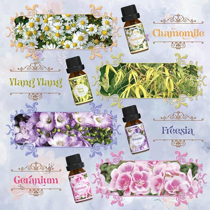 Floral Essential Oils Set, ARVIDSSON Natural Flower Essential Oil for Diffuser, Fragrance Oils for Candle Making, Lavender, Rose, Cherry Blossom, Jasmine, Gardenia and More, Gift for Women - Bloomnest