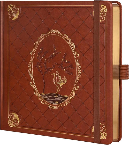 TIEFOSSI Dotted Journal Notebook, Dot Grid Notebook for Women Men, Hardcover PU Leather Journal, 160 GSM Thick Paper, 160 Numbered Pages with Gold Edges, 8 x 8 Square Diary - Bloomnest