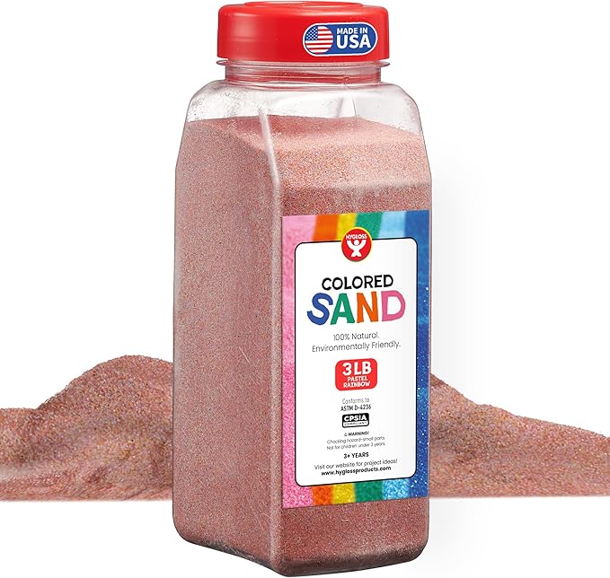 Hygloss Colored Sand for Crafts – 3 lb Bottle, Pastel Rainbow – Vibrant Colorful Fine Sensory Play Sand Art Kits for Kids – Classroom Activities for Children 3 4 5 6 7 8 9 10 11 12 – Safe for Ages 3+ - Bloomnest