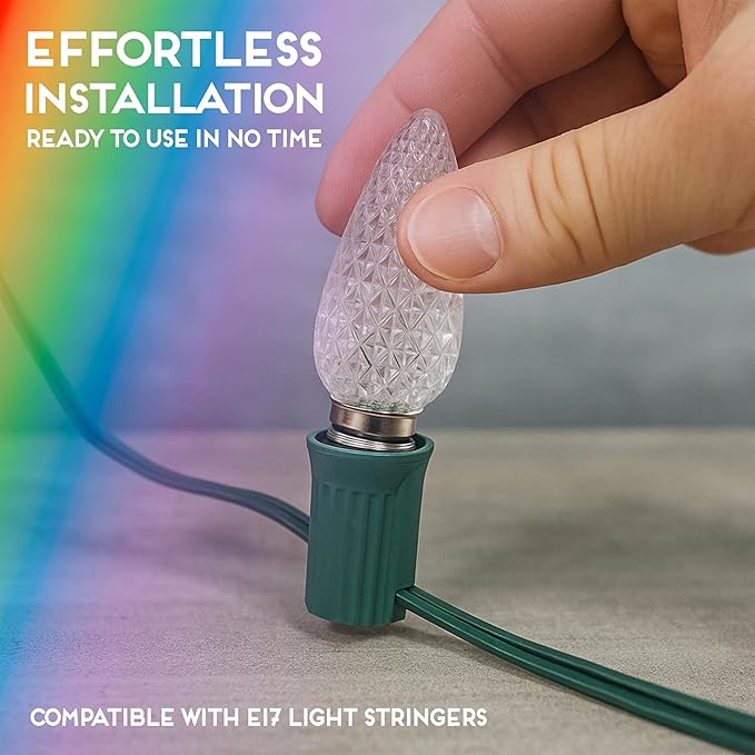 HLO Lighting Set of 500 C9 LED Christmas Lights | Multi-Colored (R, G, B, Y, P) C9 LED Light | Faceted Bulbs for Indoor & Outdoor Use | Christmas Outdoor Décoration - Bloomnest